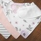 preview thumbnail 5 of 4, Watercolor Floral Fabric Bandana Baby Bibs 3 Pack Set Lavender Purple Pink and Grey Boho Shabby Chic Rose Flower Gray Farmhouse