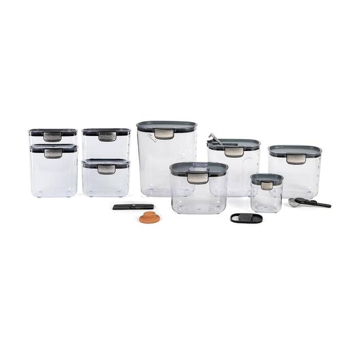 ProKeeper+ Airtight 13-Piece Food Storage Container Set, Clear Plastic for Kitchen Organization - Grey