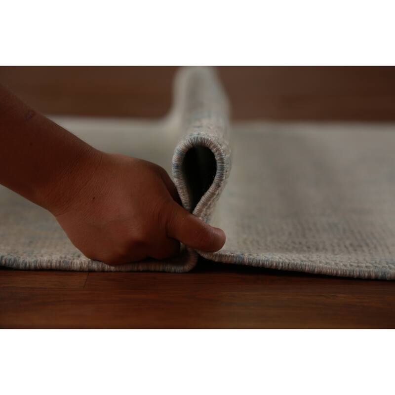 Hand Knotted Oriental 100% Wool Carpet Transitional Geometric Navy Blue & Blues Oushak Runner Rug - 16' 8'' X 3' 2''