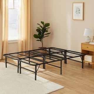Foldable Queen Metal Bed Frame with 13-Inch Underbed Storage, Fully ...