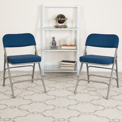 4 Pack Curved Triple Braced & Hinged Fabric Upholstered Metal Folding Chair