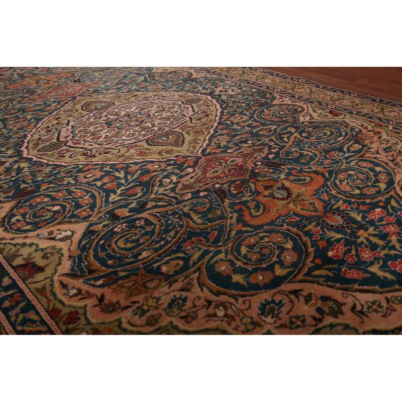 Vegetable Dye Anatolian Turkish Vintage Rug Handmade Blue Wool Carpet - 6'7" X 8'9"