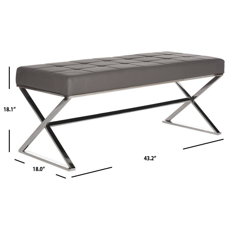 SAFAVIEH Lorayne Modern Glam Tufted Grey Bench - 43Wx18Dx18H