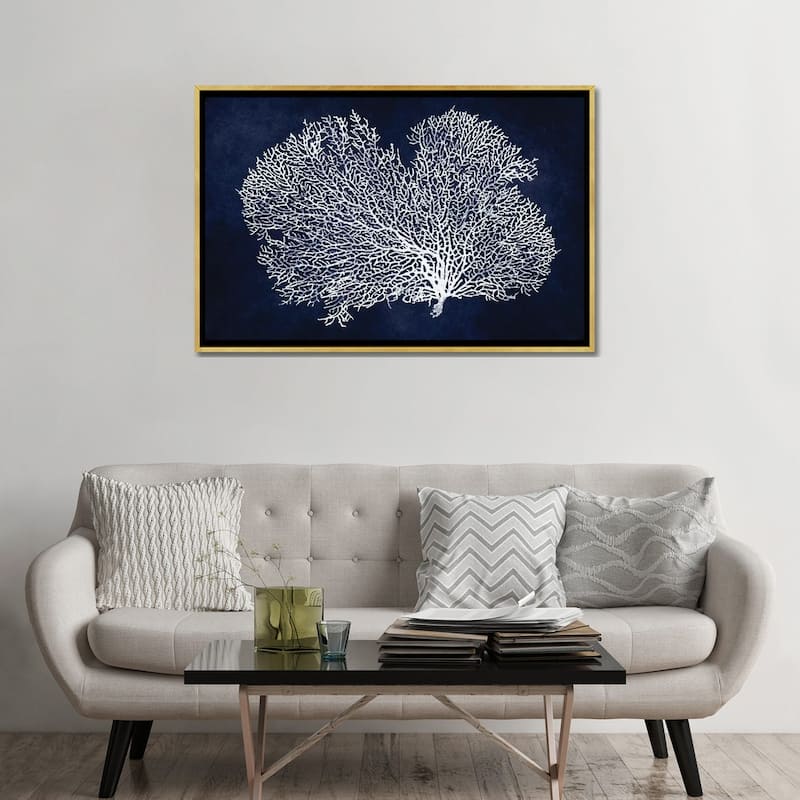 iCanvas "Sea Fan on Indigo Blue II" by Melonie Miller Framed Canvas Print