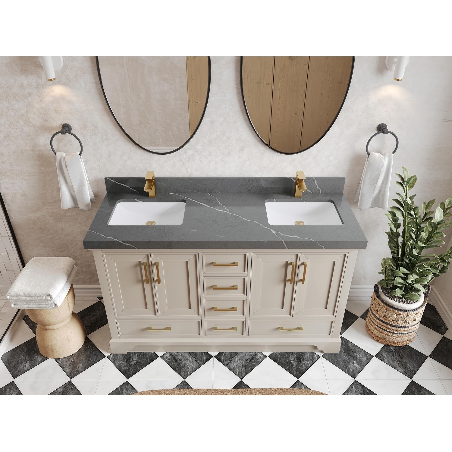 Willow Collections 60 in. W x 22 in. D Charlotte Double Sink Bathroom Vanity with Countertop