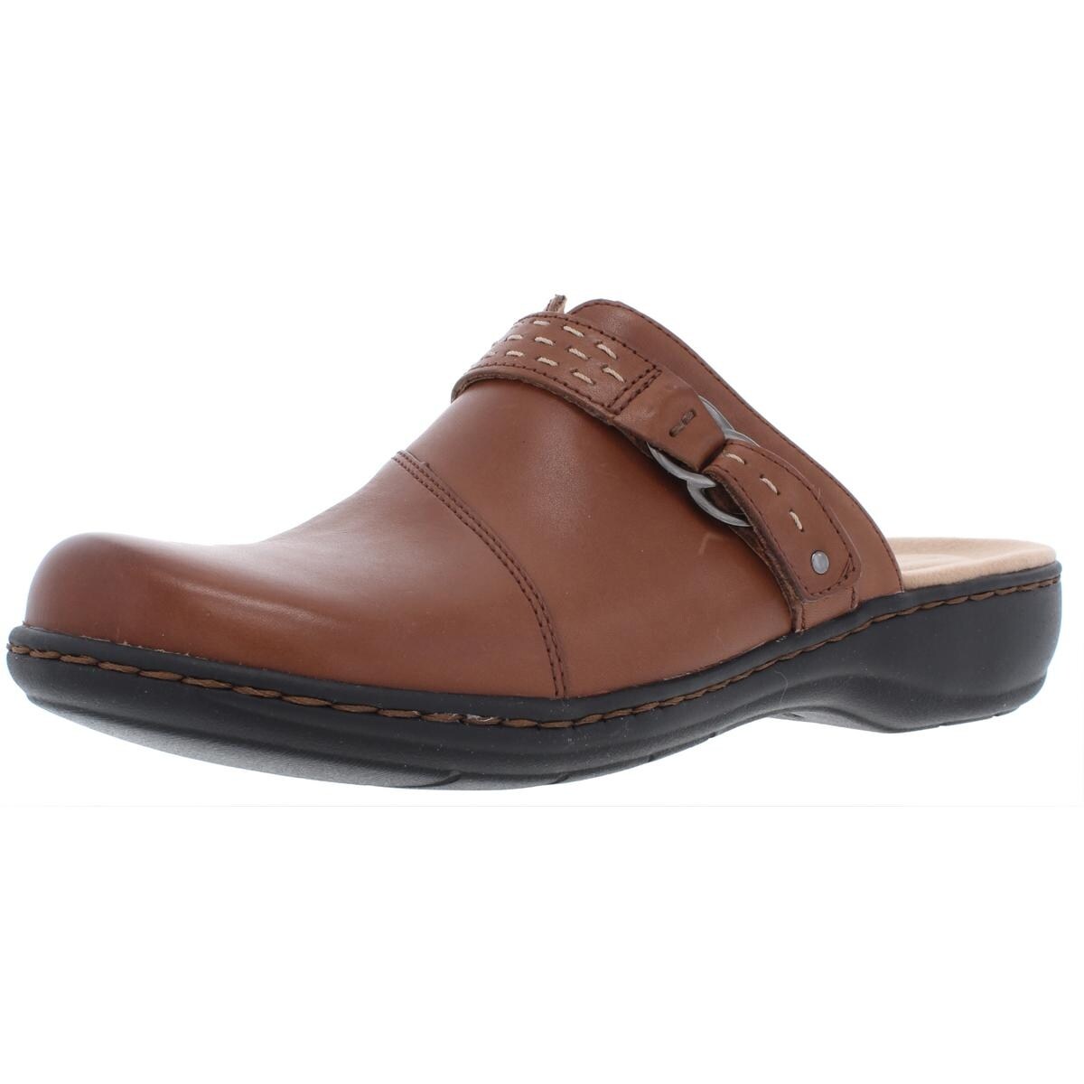 clarks leather mules