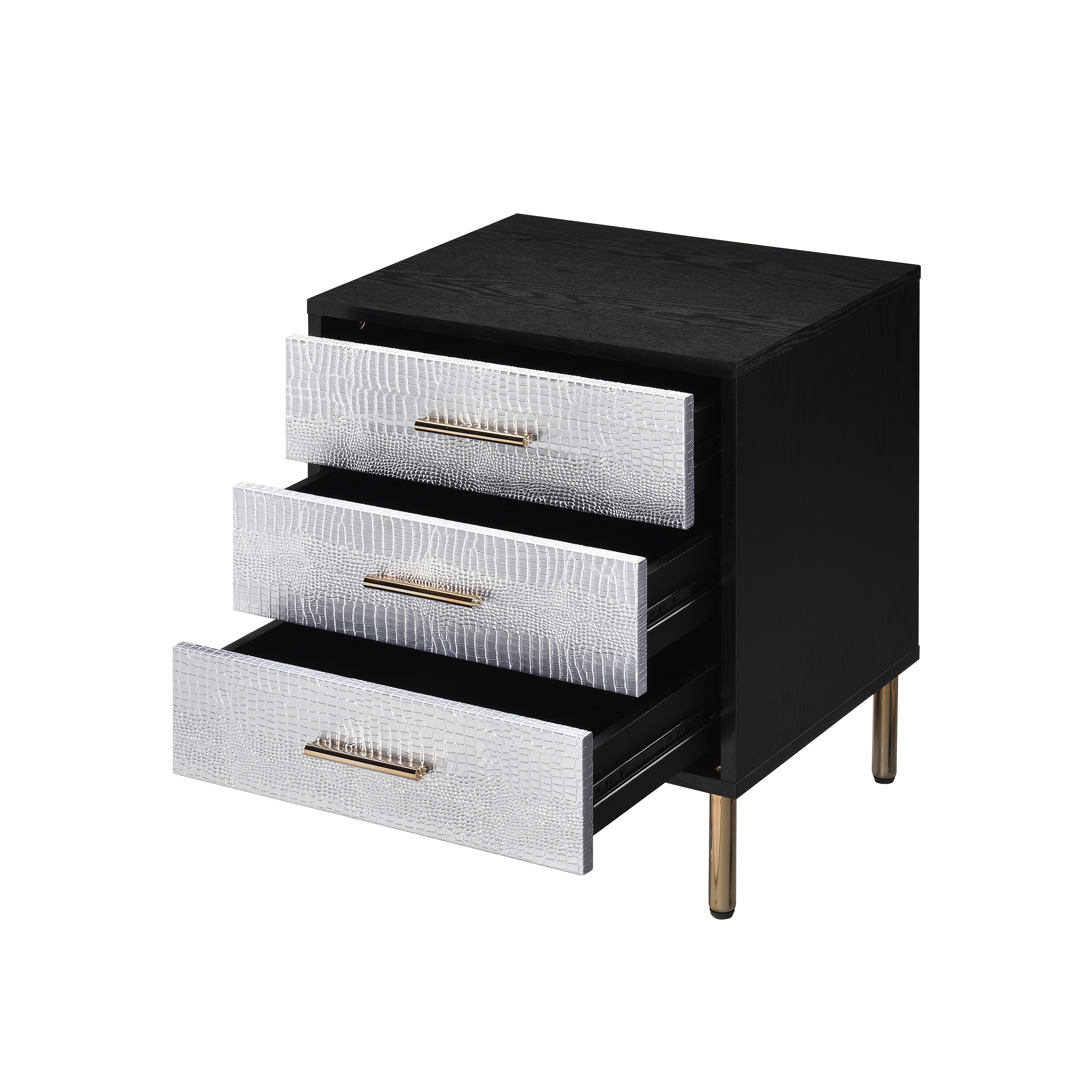 Black on sale silver nightstand