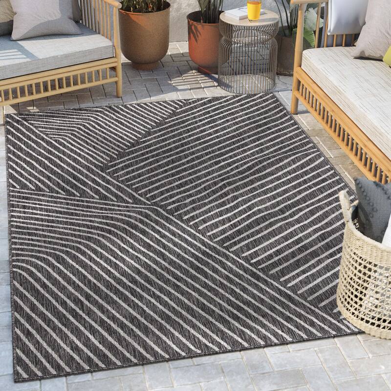 Well Woven Medusa Linden Indoor Outdoor Striped Modern Area Rug