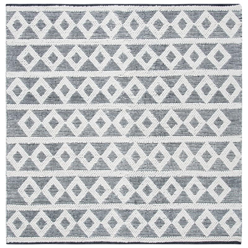 SAFAVIEH Handmade Natura Gyslaine Wool Rug - 6' Square - Ivory/Black