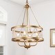 preview thumbnail 8 of 10, Coasa Modern Boho 4-light Brass Chandelier Wooden Beads Fixtures Lighting for Dining Room - D15.5'' x H85''