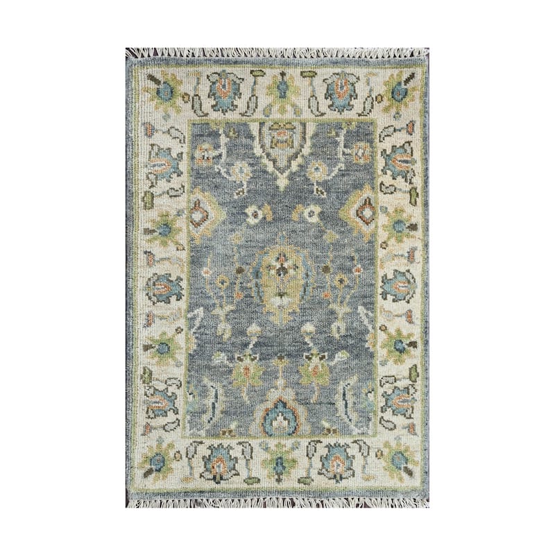 Multi Size Hand Knotted Blue Traditional Oushak Wool Oriental Area Rug