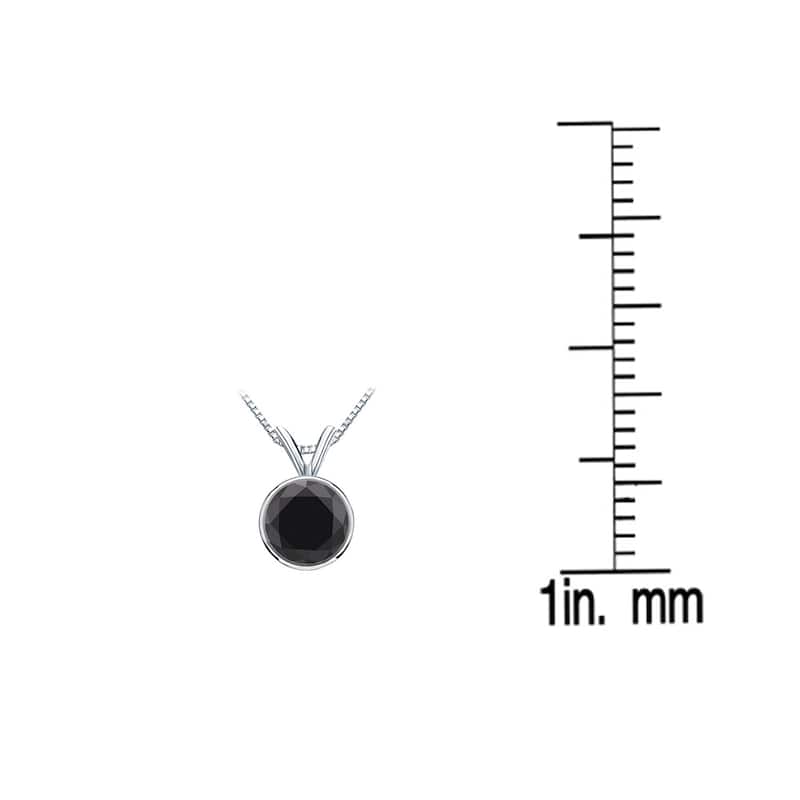 Auriya 14k Gold 1/2ctw Solitaire Black Diamond Necklace Bezel-set