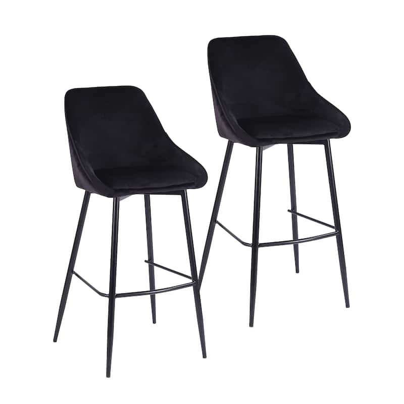 Porthos Home Ugo Bar Stools Set of 2, Velvet Upholstery, Iron Legs