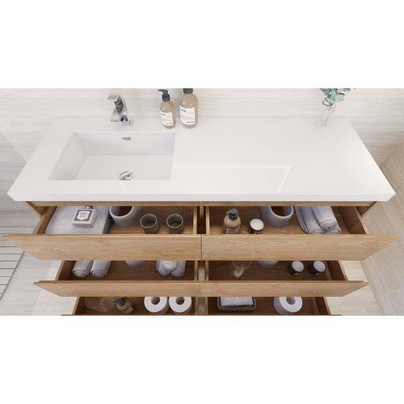 Aron 60'' Freestanding Vanity with Left Single Sink