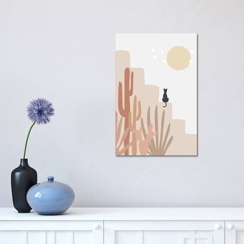 iCanvas "Cactus And Cat" by Nikki Canvas Print - 18x12x1.5