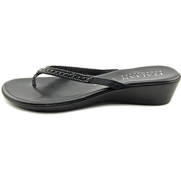 italian shoemakers black thong sandals
