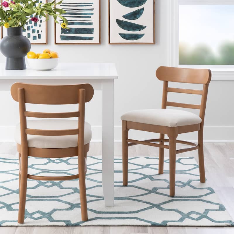 Lochside Brown & Grey Wooden Upholestered Dining Chair Set of 2