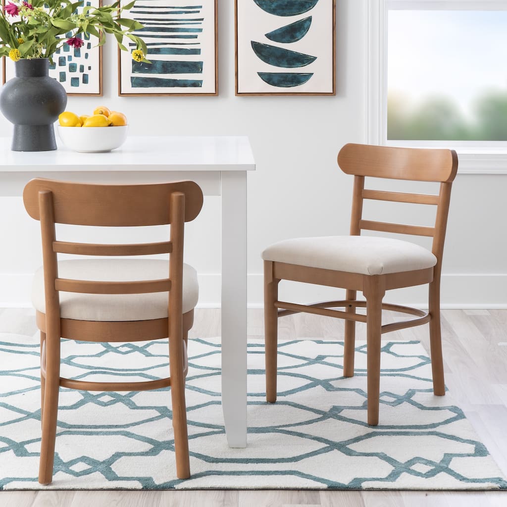 Lochside Brown & Grey Wooden Upholestered Dining Chair Set of 2