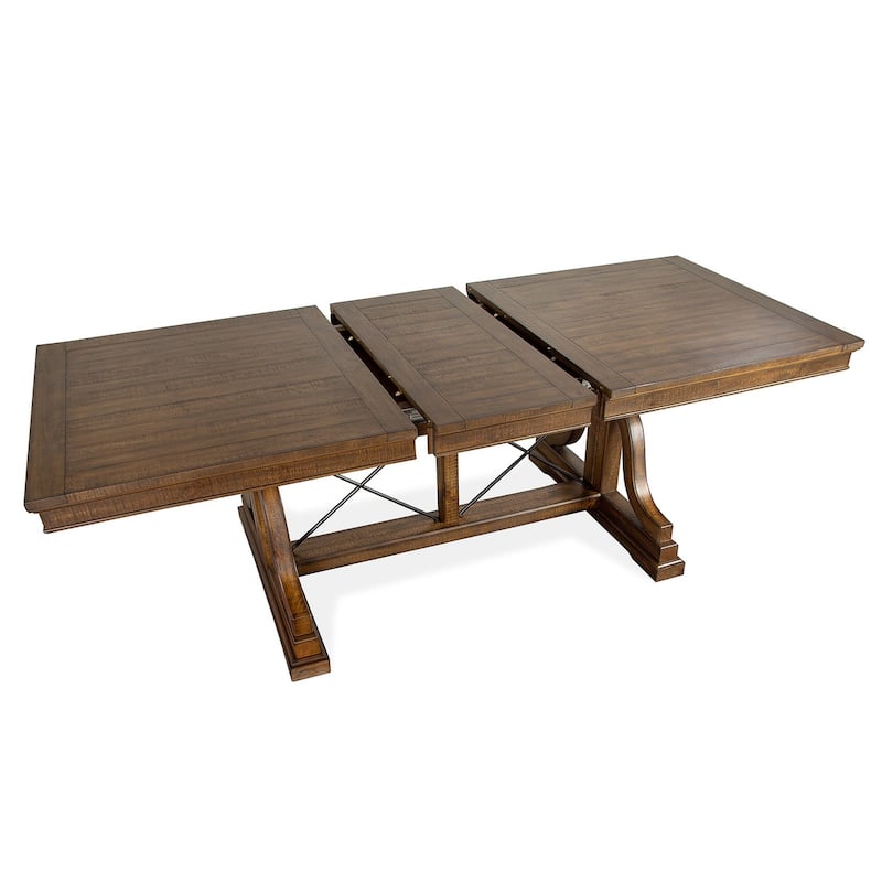 Magnussen Home Bay Creek Toasted Nutmeg Extendable Trestle Dining Table - 38''W x 72''D x 30''H