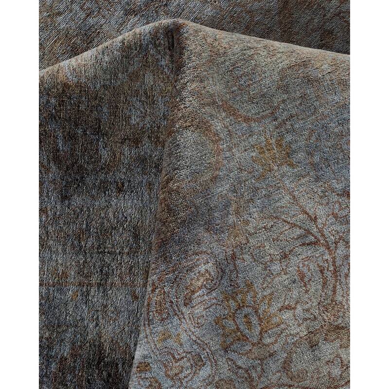 Overton Hand Knotted Wool Vintage Inspired Modern Contemporary Overdyed Gray Area Rug - 9' 2" x 11' 7"