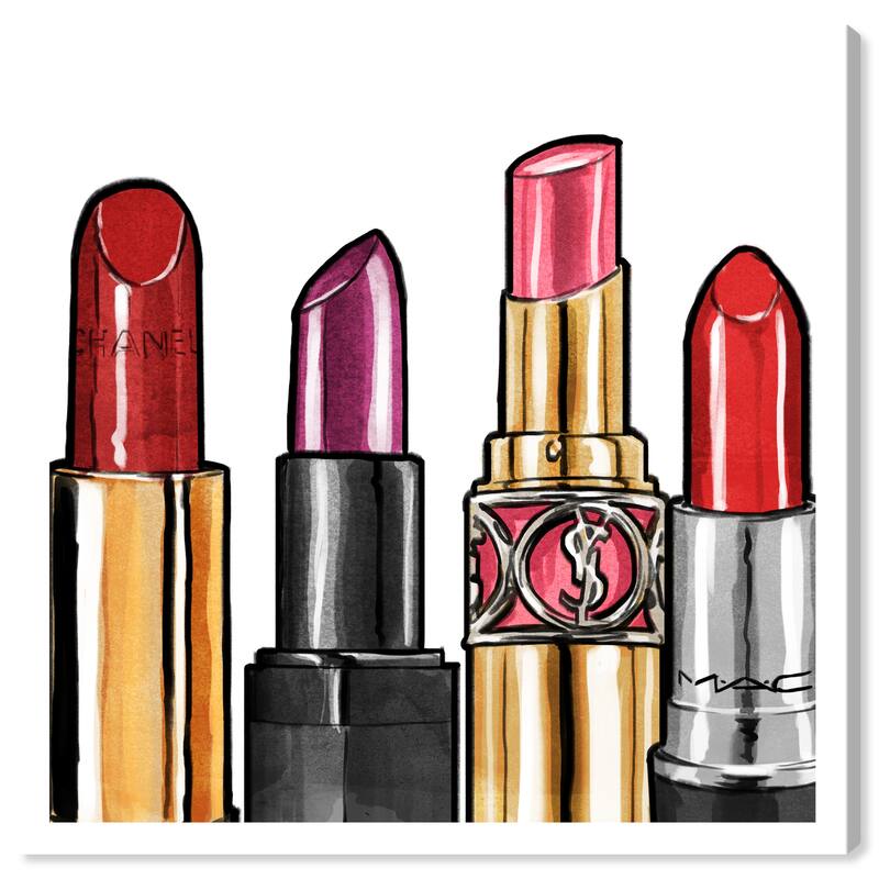 Wynwood Studio Prints Fashion and Glam Red Lipstick Gold and Metallic Gold Glam Wall Art Canvas Print