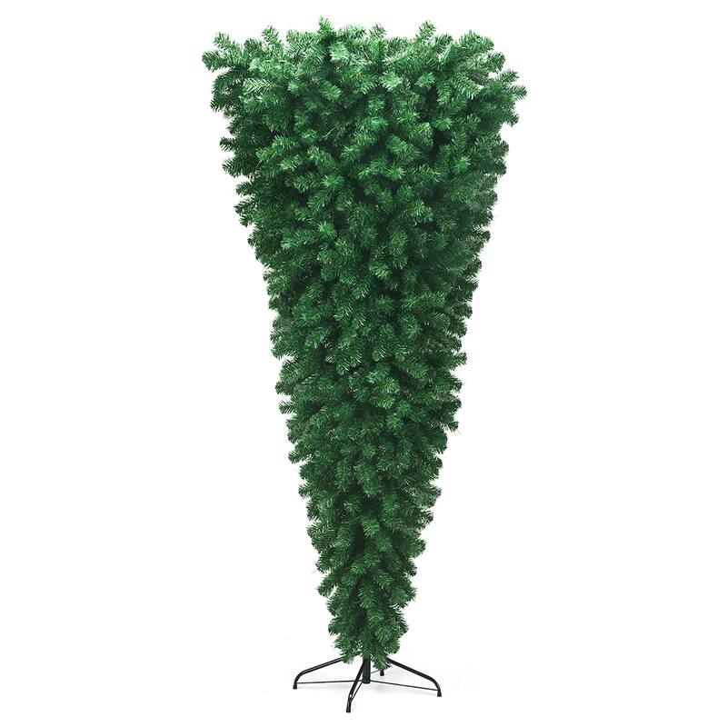 Costway 7Ft Unlit Upside Down Artificial Christmas Tree with 1000 - 7 FT - Green - 7 Foot