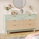 preview thumbnail 3 of 12, 55 Inches Dresser for Bedroom, Green Long Double Dresser Organizer Wood Cabinet