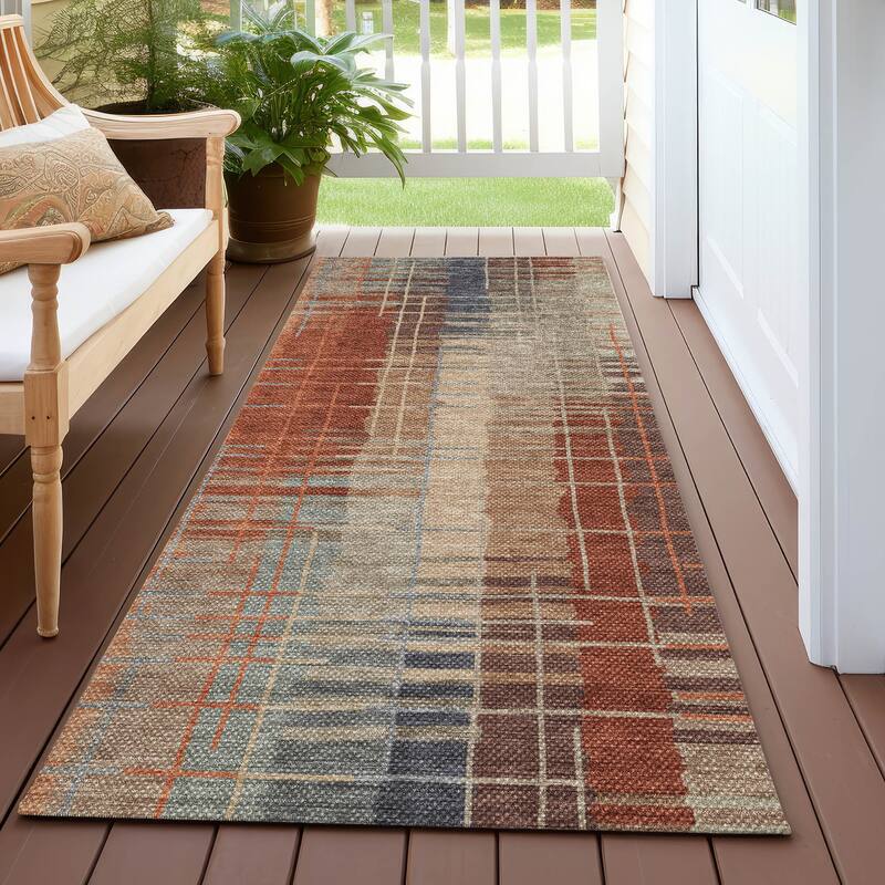 Machine Washable Indoor/ Outdoor Contemporary Aaron Chantille Rug - Khaki - 2'3" x 7'6"