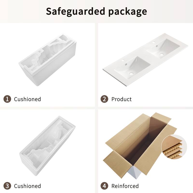 Double Bowl Ceramic Bathroom Sink - Thin Edge Vanity Basin, Dual Countertop Porcelain Wash Basin for Bathroom