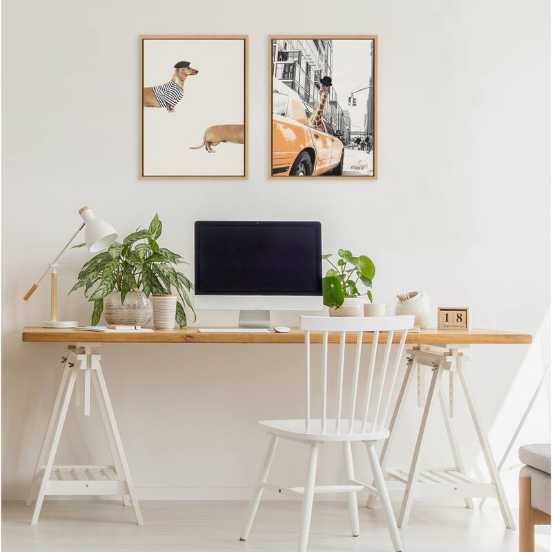 Kate and Laurel Sylvie Long Dog Framed Canvas by July Art Prints