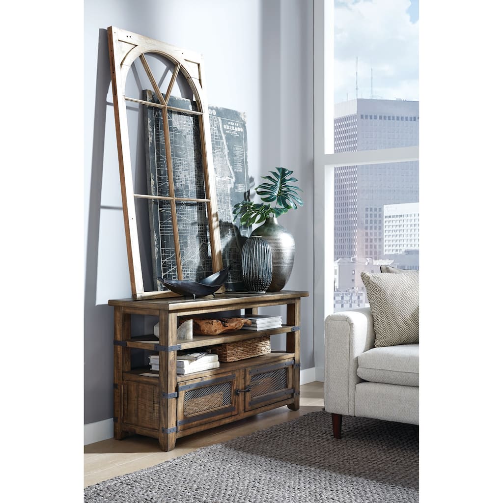 Magnussen Home Chesterfield Farmhouse Timber Rectangular Sofa Table - 50''W x 17''D x 29''H