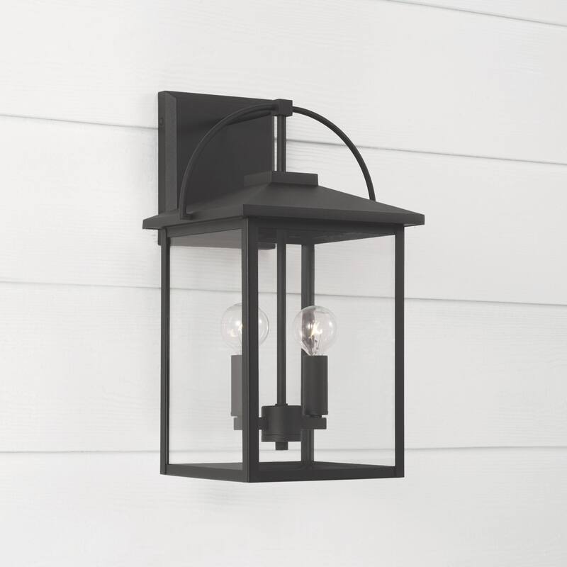 Bryson Black Outdoor Wall Lantern w/ Clear Glass