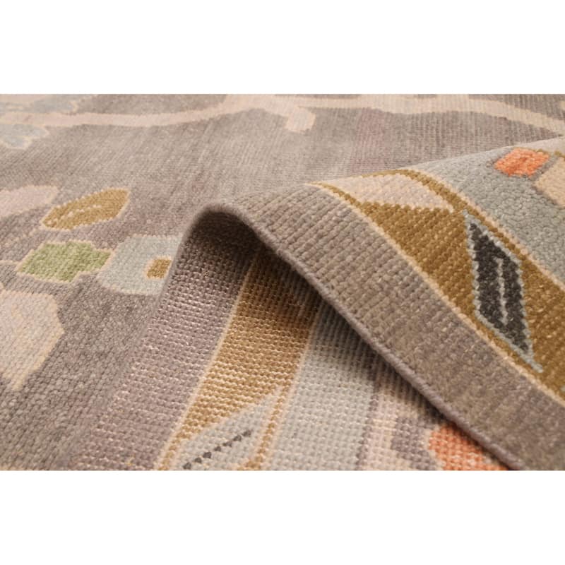 ECARPETGALLERY Hand-knotted Modern Oushak Dark Grey Wool Rug - 9'9 x 13'9