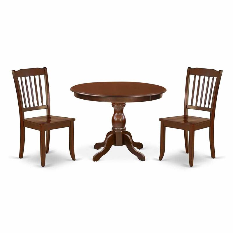 3-Piece Mahogany Finish Solid Wood Top - Dining Room Set - Seats 4