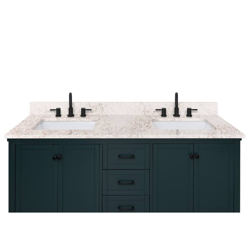 Avanity Quartz Vanity Top with Rectangular Undermount Sinks
