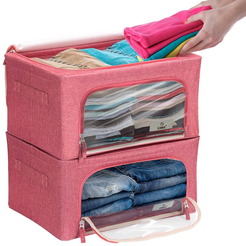 Storage Box With Window Small - 2 Pack - Pink