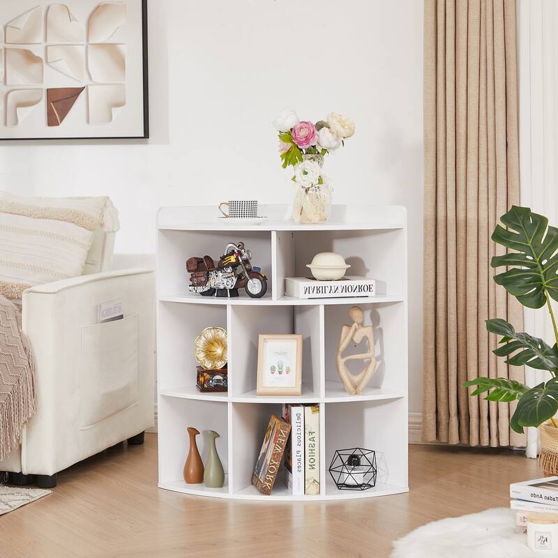 Javlergo 4-Tier Corner Bookcase, 8 Cube Triangle Bookcase Bookshelf Storage Cabinet for Home Office Bedroom Living Room