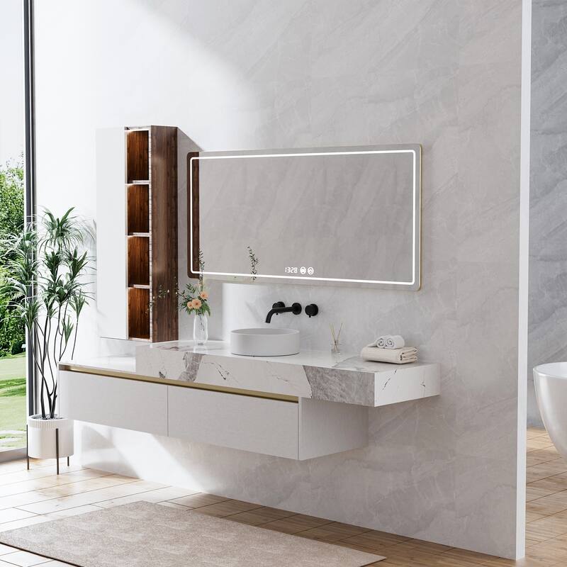Matte Black Round Double Handle Wall-Mount Bathroom Basin Faucet