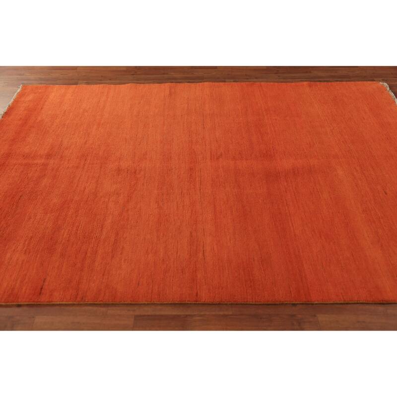 Orange Modern Gabbeh Oriental Area Rug Handmade Wool Carpet - 5'7" x 7'10"