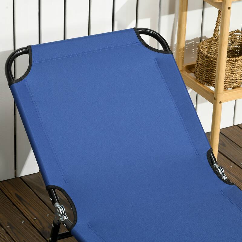 Steel Frame Patio Sunbathing Folding Recliner Set of 2
