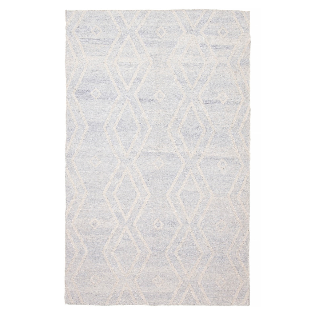 ECARPETGALLERY Flat-Weave Ankara FW Light Denim Blue Wool Kilim - 4'11 x 7'10