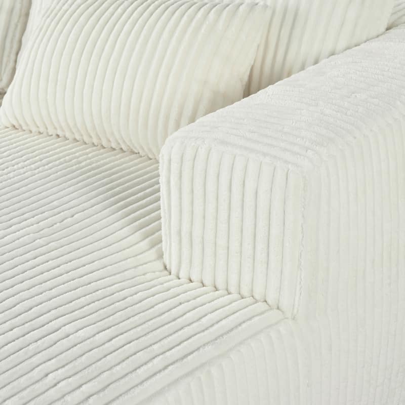 Retro-Inspired Corduroy Double Sofa Bed with Removable Cushions and Pillows