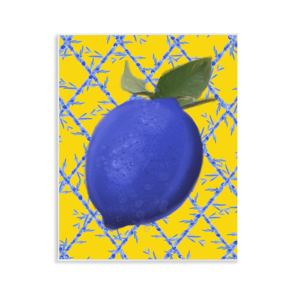 Stupell Blue Lemon over Yellow Wall Plaque Art Design By Matthew Piotrowicz