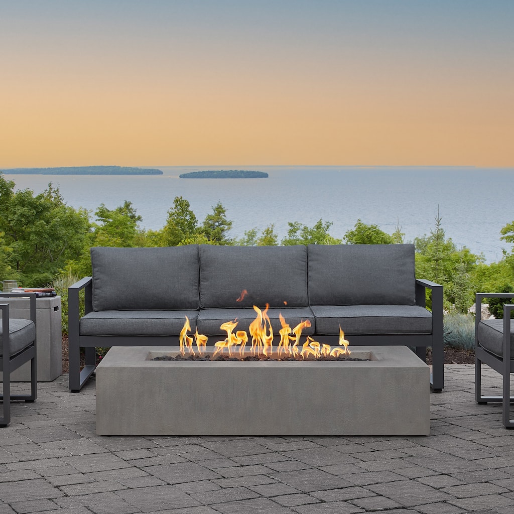 Provo Low Rectangle Natural Gas Fire Table in Flint