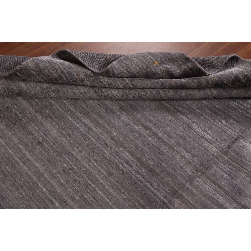 Gray Gabbeh Oriental Area Square Area Rug Handmade Silk Carpet - 9'11"x 10'7"