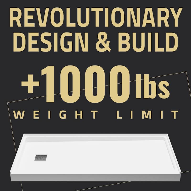 Alexander 60 in. L x 30 in. W Alcove Shower Pan Base with Left Drain in Glossy White Marine Acrylic