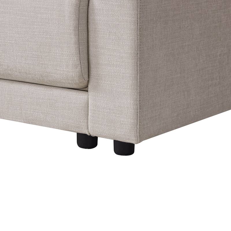 Oversized Modular Sectional Sofa, Chenille 4 Seat Sofa with Storage Console & Movable Ottoman, Comfy Sofa with 4 Pillows