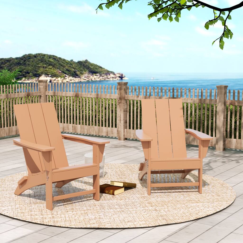 Shoreside Folding Poly Eco-Friendly All Weather Outdoor Adirondack Chair (Set of 2)
