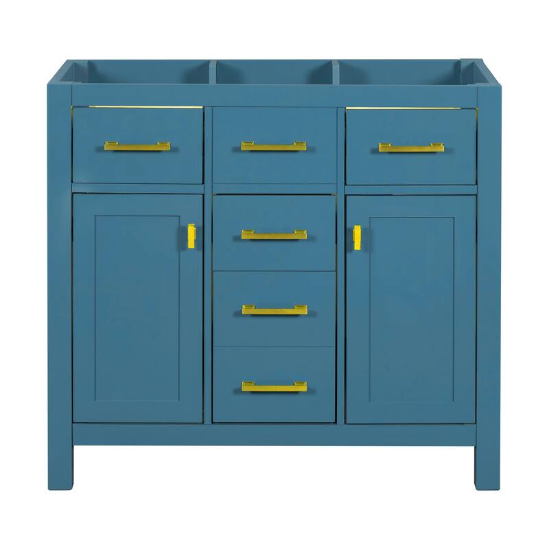 36''Bathroon Vanity without SINK,Single Cabinet with 4 Drawers & 2 Cabinets,Storage Cabinet,Solid Wood Frame Vanity Only