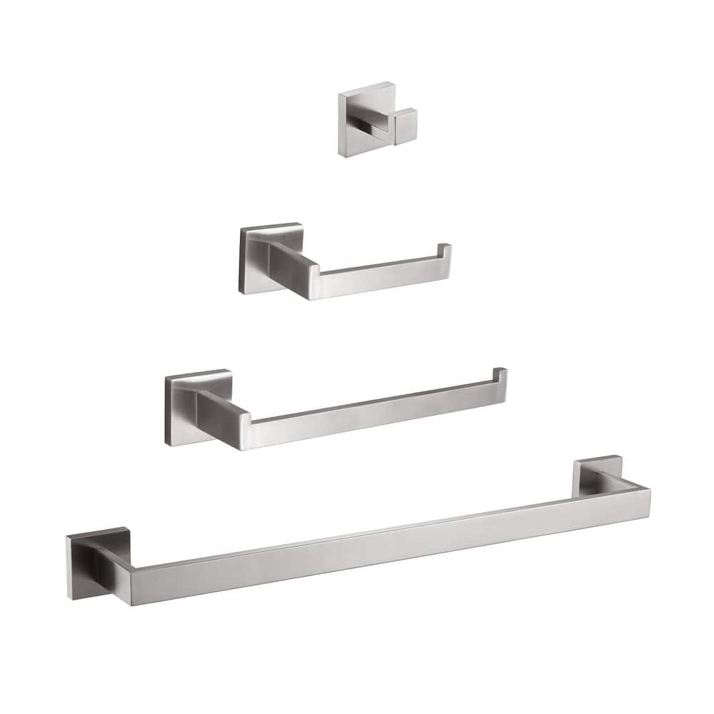 4 Piece Wall Mount Bathroom Hardware Set Brushed Nickel Bathroom Accessories Set Stainless Steel Towel Holder Bar Set